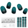 ADORA COUTURE Semi Cured Gel Nail Strips Kit | 30pcs Uv Gel Nail Stickers with Uv Light | Green Emerald Envy Nail Wrap | Nail Gel Stickers for Nails Uv Light (Emerald Envy)
