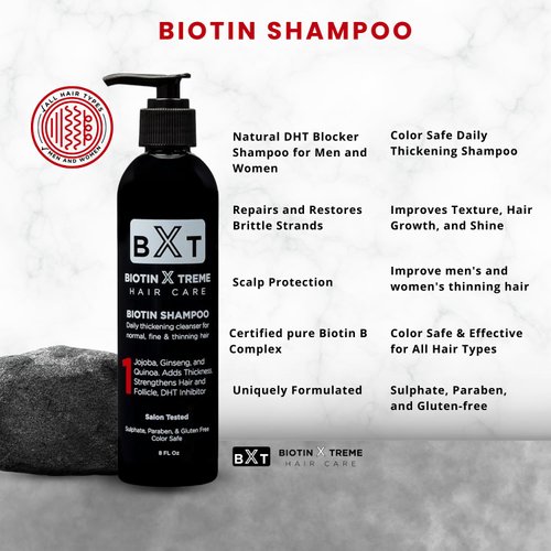 Biotin X Treme Hair Natural Shampoo for Hair Loss & Thinning Hair - Color-Safe, DHT Blocker, Sulfate-Free, Paraben-Free - For Men & Women - Promotes Hair Growth, Strengthens, and Thickens - 16 oz