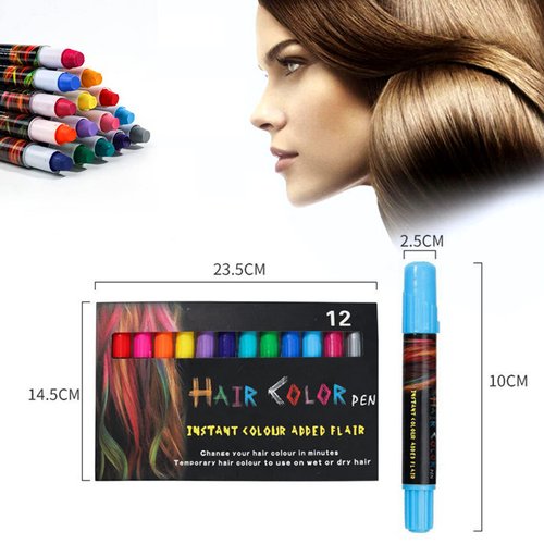 Joyeee Kids Hair Chalk Pens Set, 12 Colors Hair Chalk Markers for Brown Hair, Dark Hair, Temporary Hair Color Wax Great for Christmas Gift, Birthday Gift, Party Favor Gift, Halloween Gifts