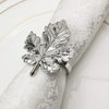 Fall Napkin Rings Leaf Vintage Thanksgiving Holiday Halloween Autumn Napkin Holders Wedding Birthday Banquet Table Accessories Table Accessories (Silver, 12)
