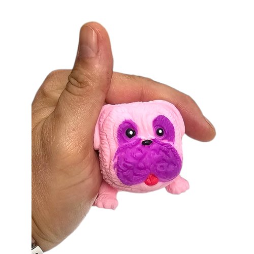 Squishy Stretchy Pug (2.5" to 6.5") Rubber Fidget Sensory Toy Filled with Sand. Great Stress Relief Dog Toy for Kids, Adults and Pets. (1 Pack - Light Pink)