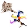 5PCS Cat Catch Chewing Toys, Pet Kitten Kitten Plush Play Toy CInteractive Chaser Teaser Toy olorful Rattan Balls with Feather Ring Bell Playthings for Cats Puppy Kitty Kitten Pets Novelty Gift