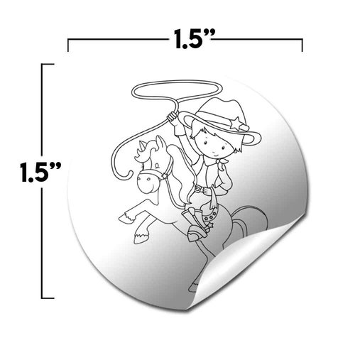 Color Your Own Wild West Cowboy Themed Birthday Party Favor Sticker Labels for Kids, 90 1.5" Party Circle Stickers by AmandaCreation, Great for Arts & Crafts, Envelope Seals, Goodie Bags & Treats