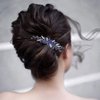 Latious Crystal Bride Wedding Hair Comb Blue Rhinestones Bridal Hair Clip Sparkly Hair Piece Royal Sapphire Hair Accessories for Women and Girls