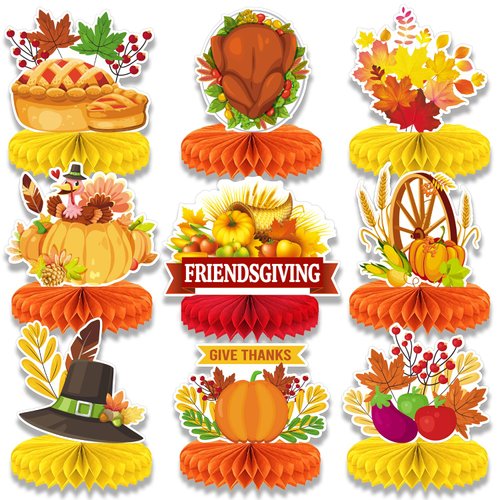 Friendsgiving Party Decorations Happy Friendsgiving Honeycomb Centerpieces Table Decorations for ...