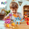 HUZU Dinosaur Building Blocks, Wooden Dino Snap Blocks, Snap Dinosaur Toys for Kids 3-5, 5-8, Fine Motor Skills STEM Kits Educational Learning Building Toys Gifts for Preschool Children