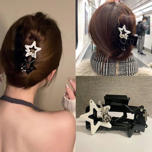 OTEEGX 3PCS Cute Y2K Hair Clips Star Plastic Claw Hair Clips for Women Kawaii Vintage Y2K Hair Accessories 2000s Fashion