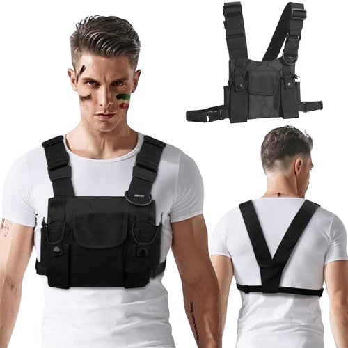 Croogo Chest Rig Walkie Talkie Vest Universal Hands Free Two Way Radio Front Pack Pouch Hiphop/Harness Bag
