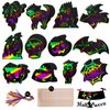 Halloween Craft Scratch Paper for Kids - 48 PCS Party Favors Magic Rainbow Scratch Off Paper Crafts Arts Kits for Halloween Party Games Supplies Halloween Gifts Toys Classroom Prizes Boys Girls