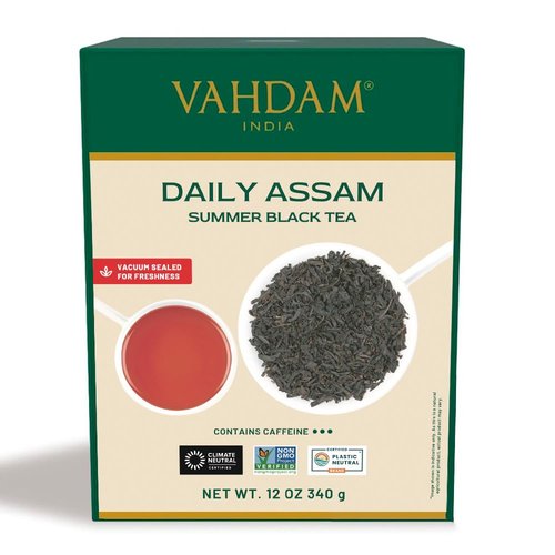 VAHDAM, Assam Black Tea Leaves (340g/12oz) 170+ Servings | High Caffeine, Non GMO, Gluten Free | STRONG, MALTY & RICH | Pure Unblended Single Origin Black Loose Leaf Tea | Vacuum Sealed