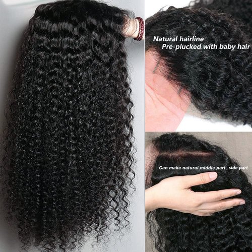 Besurina Kinky Curly Lace Front Wig Human Hair 13x4 Wear and Go Glueless Wigs Human Hair Pre Plucked with Baby Hair 22 Inch HD Deep Jerry Curly Wave Lace Frontal Wigs 151% Density Full and Thick