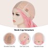 Ninroc Pink Wigs For Women, Long Wavy Pastel Pink Wig Middle Part Natural Looking Heat Resistant Synthetic Wig for Daily Party Use 26 inches
