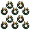 10 Pieces Mini Artificial Christmas Wreaths Ornaments, Dollhouse Miniature Christmas Wreath Doll House Mini Xmas Wreath for Dollhouse Door Windows Christmas Tree Decoration (Gold Bell)