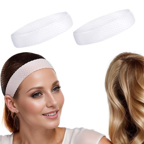Fanquility 2Pcs No-Slip Wig Grip Transparent Silicone Wig Grip Band Adjustable Wig Band Sweatproof Seamless Headbands for Wigs Hair Band and Sport Yoga (Translucent White, Elastic)