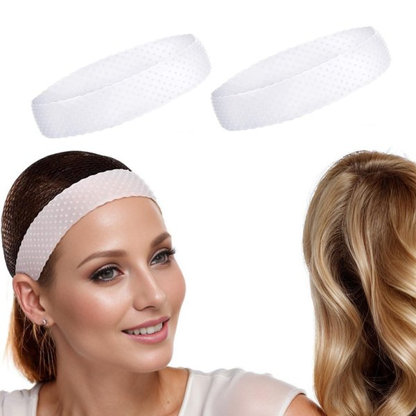 Fanquility 2Pcs No-Slip Wig Grip Transparent Silicone Wig Grip Band Adjustable Wig Band Sweatproof Seamless Headbands for Wigs Hair Band and Sport Yoga (Translucent White, Elastic)