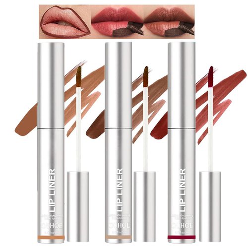 Dulele 3PCS Peel Off Lip Liner Stain, Matte Peel Off Lip Stain, Long Wear Lip Stain Peel Off Lip Liner Set, Waterproof Lip Liner Tattoo Lip Tint Stain