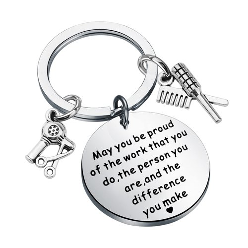SEIRAA Hair Stylist Appreciation Gift Hairdresser Keychain Barber Jewelry for Hairdresser Hair Dryer Comb key chain (Hairdresser Keychain)