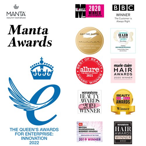 Manta Hair Hairbrush - Fully Flexible Hair Brush - Gentle Brush That Helps Prevent Hair Breakage - Scalp Care Massager and Detangler (Black-Gold)