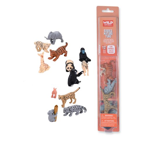 Wild Republic Animal Babies, Toy Figures Tube, Kids Gifts, Kangaroo, Koala, Tiger Cubs, Cheetah, Elephant, Black Bear and More, 12 Piece Set