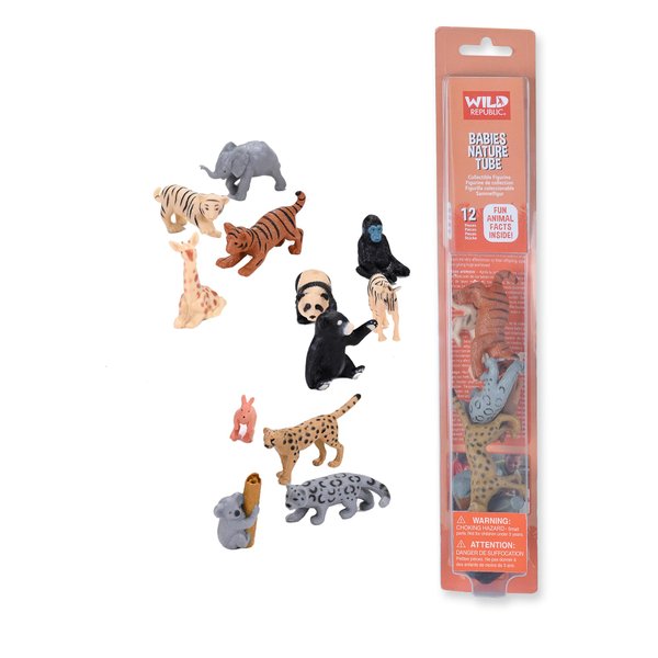 Wild Republic Animal Babies, Toy Figures Tube, Kids Gifts, Kangaroo, Koala, Tiger Cubs, Cheetah, Elephant, Black Bear and More, 12 Piece Set