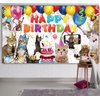 6 X 3.6ft Cat Happy Birthday Backdrop Cat Birthday Sign Banner Kitties Birthday Party Supplies Decoration Pet Cat Paw Theme Birthday Backdrop Children Kids Cat Themed Birthday Party Supplies