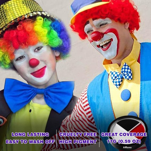 DE'LANCI Black White Red Face Body Paint with Brush, funny Clown Makeup for Halloween Special Effect, Long Lasting Waterproof SFX Makeup Face Painting Kit, Professional Halloween Joker Clown Makeup