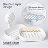 LEVERLOC Soap Dish Holder for Shower Suction Cup Wall Mounted Self Draining NO-Drilling Removable Bar Soap Sponge Holder for Bathroom Bathtub Kitchen Sink Waterproof Strong Vacuum Suction Adhesion