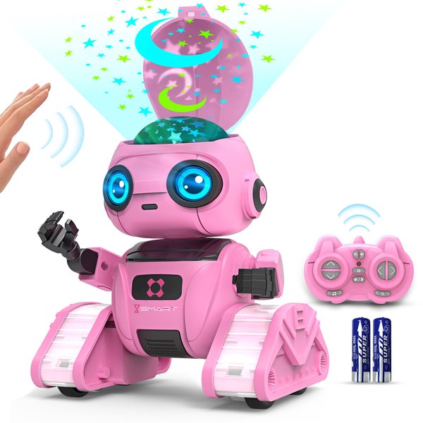 Robot Toys for Boys and Girls, Rechargeable Remote Control Robot with Auto-Demonstration, Light Projection, Dance Moves, Music, and Gesture Sensing –Toy Robot Gifts for 3,4,5,6 year old Girls (Pink)