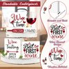 CPicdn Wine Tiered Tray Decorations - 4Pcs Wine Theme Wooden Table Centerpieces Block Plaque Table Sign Tabletop Decorations for Wine Party Home Kitchen Wine Bar Desk Shelf Supplies Wine Lovers Gifts