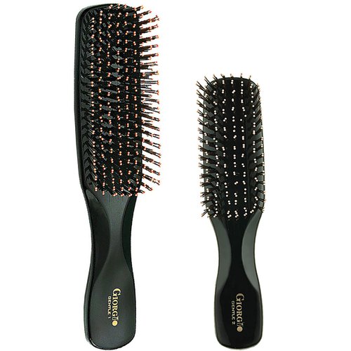 Giorgio GIO1- Black Gentle Touch Detangler Hair Brush for Men Women and Kids. Soft Bristles for Sensitive Scalp. Wet and Dry for all Hair Types. Scalp Massager Brush Stimulate Hair Growth - 2 Pack