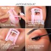JAPONESQUE Travel Eyelash Curler, Black - Plastic Eyelash Curlers for Travel Makeup - Comes with Bonus Replacement Lash Pad - 1 Pack
