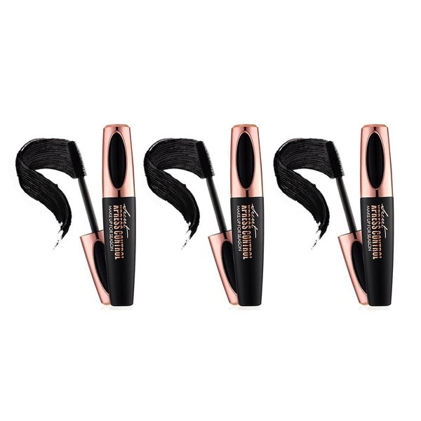 3-Pack: 4D Silk Fiber Colored Lash Mascara For Longer Thicker Voluminous Eyelashes - Black