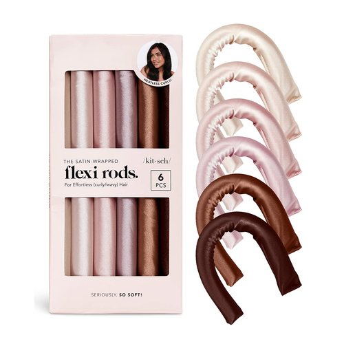 Kitsch Heatless Hair Curler - Satin Covered Heatless Hair Curlers for Long Hair | Flexi Rods for Heatless Curls for All Hair Types | Hair Curlers To Sleep in | No Heat Curlers for Short Hair Rosewood