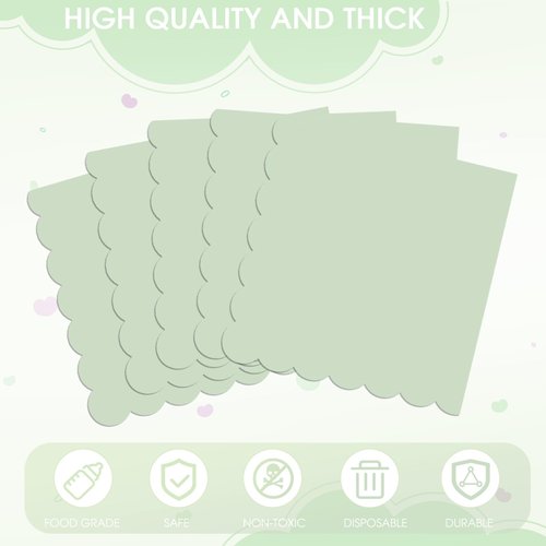 40PCS Sage Green Napkins 2 Ply Sage Green Cocktail Napkins Disposable 6.5 x 6.5 Inch Green Beverage Dessert Napkins Scalloped Napkins for Dinner Wedding Bridal Anniversary Birthday Party Supplies