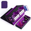 UAONO MTG Deck Box with 2 Commander Display and Dice Tray-Patented Design, Double Deck Box for 250+ Single Sleeved Cards, Leather Magnetic Card Storage Box Fits for TCG CCG Magic Cards (Black&Purple)