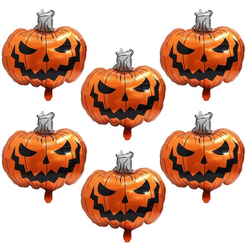 Halloween Scary Pumpkin Balloon Boo Spooky Balloon For Day of Death New Year Birthday Party Supplies, 6 Pack Cartoon Scary Pumpkin Foil Balloons Ghost Balloons Halloween Birthday Decoration