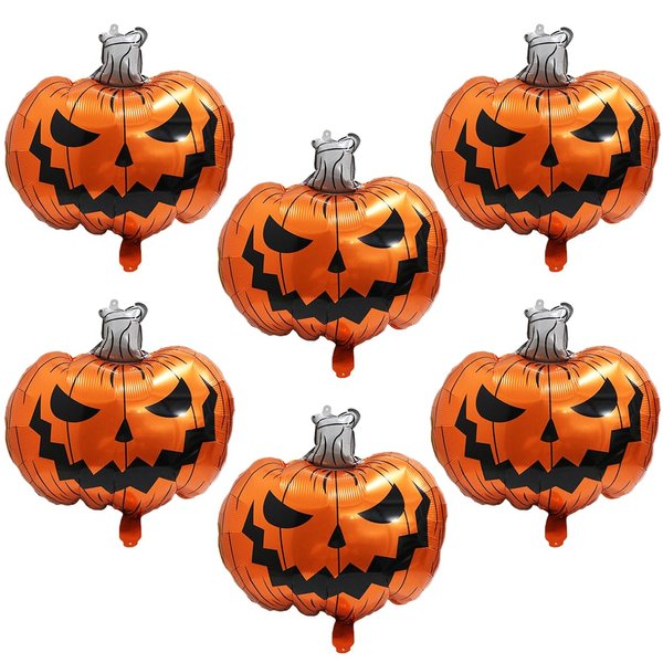 Halloween Scary Pumpkin Balloon Boo Spooky Balloon For Day of Death New Year Birthday Party Supplies, 6 Pack Cartoon Scary Pumpkin Foil Balloons Ghost Balloons Halloween Birthday Decoration