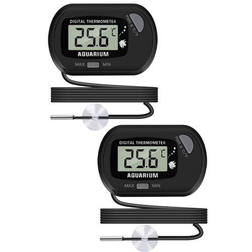 Thlevel LCD Digital Aquarium Thermometer, Fish Tank Thermometer with Water-Resistant Sensor Probe and Suction Cup for Reptile, Turtle Incubators, Terrarium Water Thermometer (2)
