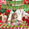 Christmas Birthday Party Decorations Christmas Candy Theme Birthday Banner Candy Cupcake Toppers and Balloons for Christmas Birthday Party Baby Shower Decorations