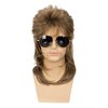 Sallcks Mens Mullet Wigs Brown Curly 70s 80s Retro Cosplay Costume Wig Rocker Disco Fancy Show Wigs - Light Brown