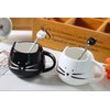 Honbay 2PCS Cute Cat Spoon Stainless Steel Tea Spoon Coffee Spoon Sugar Spoon for Cat Mug, Black and White