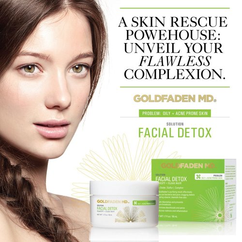 GOLDFADEN MD Facial Detox Mask Clarifying Face Mask w/Zinc Oxide, Sulfur, Salicylic Acid & Grapefruit Purifying Deep Clean Minimizes the Appearance of Redness, Blackheads & Pores 1.7 ﬂ oz