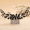 Teyglen Bride Wedding Crystal Hair Comb Black Rhinestone Hair Pieces Handmade Full Black Red Blue Crystal Hair Side Comb Shiny Headpieces for Women Girls(Black)
