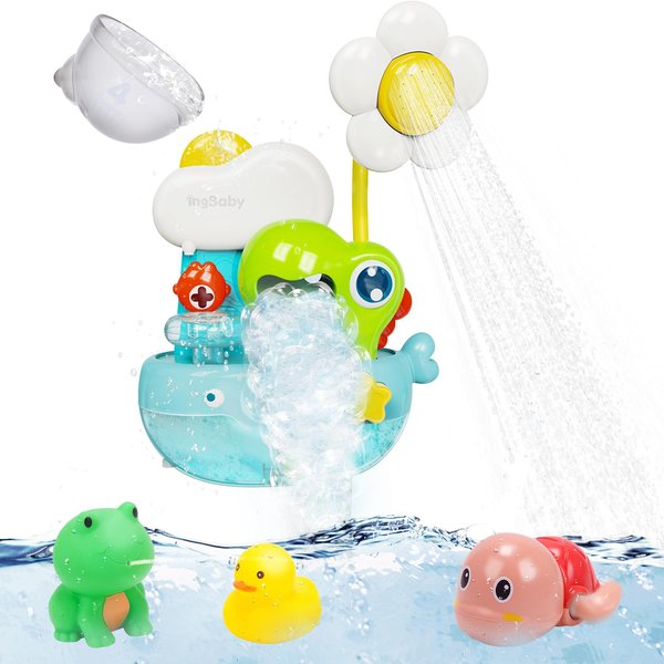 Bath Toy with Bath Bubble Machine and Shower, Bathtub Toy Floating Toys for Toddles and Babies