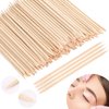 JANYUN 200 Pcs Eyebrow Wax Sticks, Waxing Applicator Sticks, Wooden Waxing Spatulas for Hair Removal Small Sticks or Wood Craft Sticks,Orange Wood Nail Sticks(Without Handle)