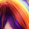 SWACC Rainbow Colors Straight Short Hair Bob Wig Synthetic Colorful Cosplay Daily Party Flapper Wig for Women with Wig Cap