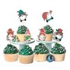 Gyufise 36Pcs Christmas Gnomes Cupcake Toppers Christmas Dwarf Santa Claus Snowflake Cupcake Picks Cake Decorations for Merry Christmas Theme Happy New Year Holiday Party Supplies