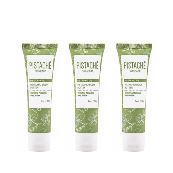 Pistaché Skincare Pistachio Oil Whipped Body Butter Cream Moisturizer (a.k.a The Boyfriend Body Butter) Trio Travel Packet Set + Hydrates Dry Skin and Nourishes + Vitamin E + Antioxidant Protection,