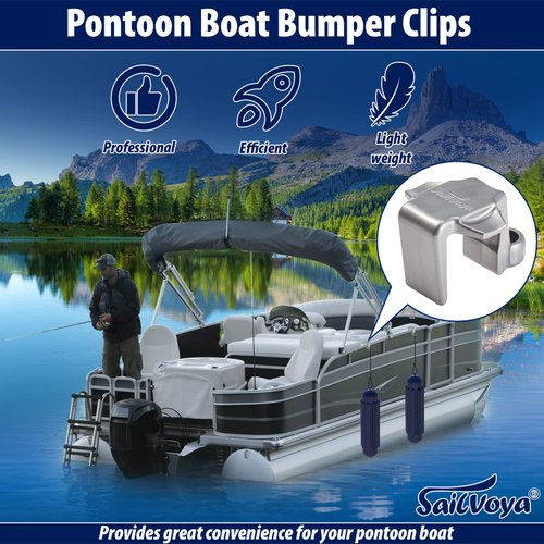 Boat Bumper Clips, Pontoon Boat Fender Clips for Docking, Pontoon Boat Square Rail Fender Hangers/Adjusters/Clips Work with Pontoon Bumpers for Docking, 4 Pack