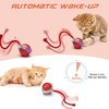 IOKHEIRA Interactive Cat Toys Ball, Motion Activate Electric Cat Toy, Automatic Pet Exercise Toys, Simulate Bird Calls, USB Rechargeable (Long Tail)